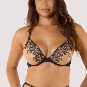 Octopus Black Embroidery Plunge Bra
