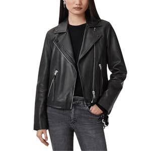 All Saints Dalby Slim Fit Leather Biker Jacket