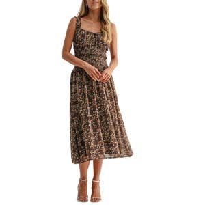 Nordstrom; All in Favor Floral Drop Waist Tiered Midi Dress