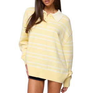 EDIKTED Rilynn Stripe Polo Sweater