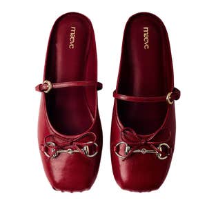Maeve Horsebit Mule Ballet Flats in Red
