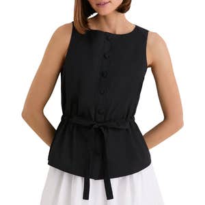 tuckernuck, Tuckernuck Black Cotton Poplin Francoise Top in Black