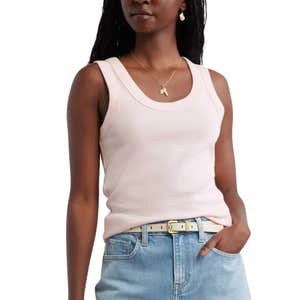 Caslon Scoop Neck Rib Cotton Tank in Pink Rosewater