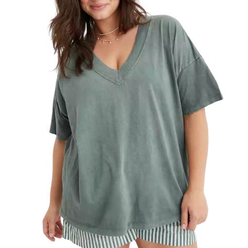 aerie, Aerie Oversized Extreme V-Neck Boyfriend T-Shirt