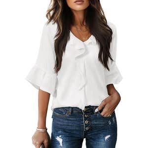 Amazon; siliteelon Womens Blouses Dressy Casual 3/4 Sleeve