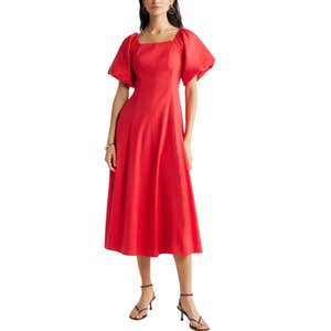 Nordstrom for Good Seam Detail Linen Blend Midi Dress