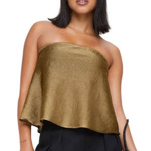 Banana Republic Metallic Strapless Top with Split Back