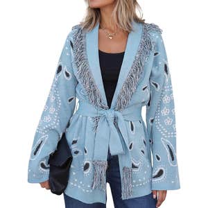 Amazon; Cicy Bell Womens Fringe Cardigan