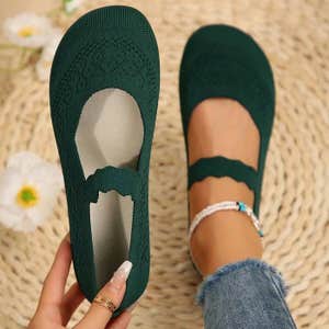 2025 Autumn Women All-Season Knitted Mary Jane Flat