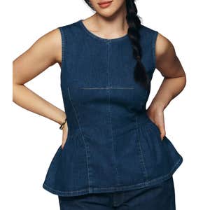anthropologie, Maeve Denim Peplum Sleeveless Top