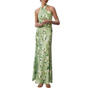 Anthropologie BHLDN Ruby Twist Halter Satin Gown