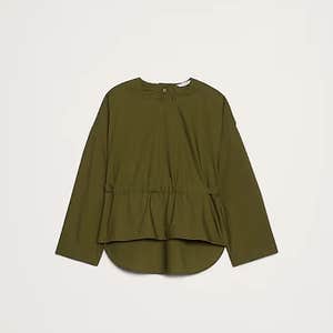 Cotton Poplin Cinch-Waist Top