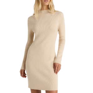 quince, Quince Cotton Cashmere Mock Neck Mini Dress