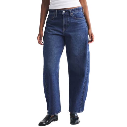 abercrombie & fitch, Abercrombie & Fitch Curve Love Mid Rise Barrel Jean