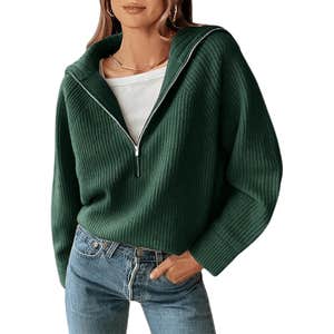 BTFBM Casual Long Sleeve Half Zip Pullover Sweater