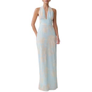 meshki, Meshki Nadine Halter Scarf Chiffon Maxi Dress