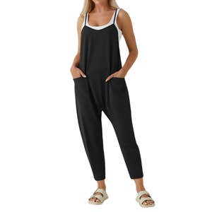 Halara Backless Multiple Pockets Ankle Length Casual Loose Tapered Jumpsuit