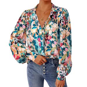amazon, PRETTYGARDEN Floral Dressy Casual Long Sleeve Tops