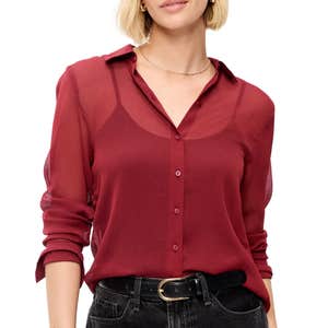 old navy, Old Navy Chiffon Sheer Button-Down Shirt