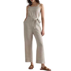 quince, Quince 100% European Linen Square Neck Jumpsuit