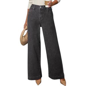 amazon, Dokotoo Grey Wide Leg Stretch Denim Pants