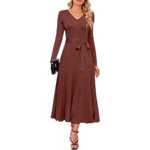 amazon, Arach&Cloz Wool Blend Fall Long Sleeve Midi Sweater Dress