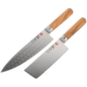 Jet Tila Laser-Etched Full Tang 7" Chef Knife And 5.5" Nakiri Knife