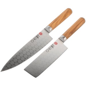 Jet Tila Laser-Etched Full Tang 7" Chef Knife And 5.5" Nakiri Knife