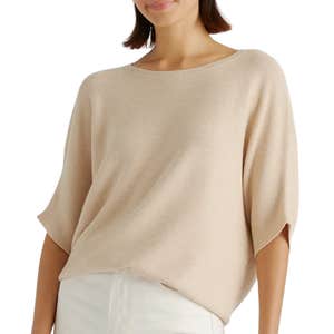 quince, Quince Lightweight Cotton Cashmere Link-Stitch Dolman Sweater