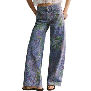 free people, We The Free Alter Ego Wide-Leg Printed Jeans