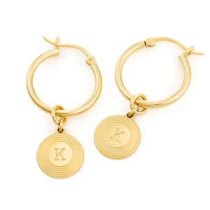 Theo Grace Odeion Initial Earrings in Gold Plating