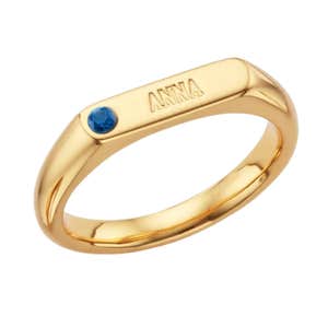 Abbott Lyon Birthstone Signet Custom Name Ring
