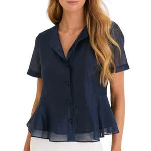 tuckernuck, Tuckernuck Organza Peplum Sylvette Blouse