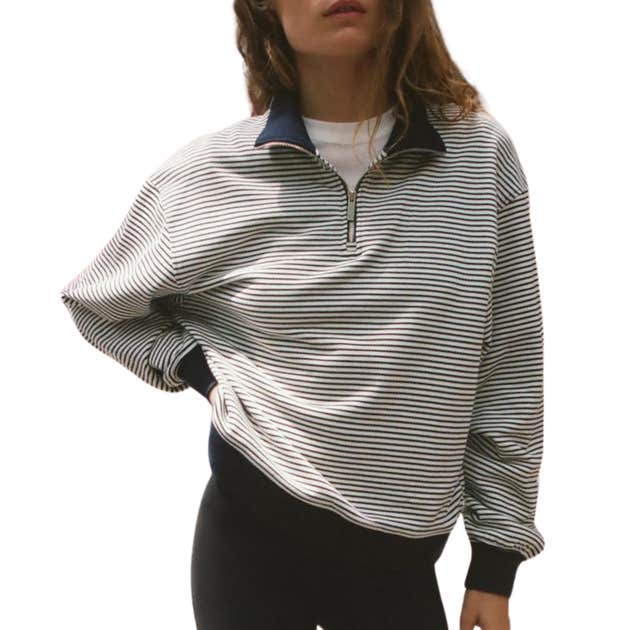 zara, ZARA Striped Zip-Up Sweatshirt