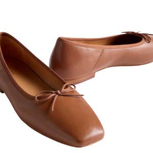 quince, Quince Italian Leather Square Toe Ballet Flat