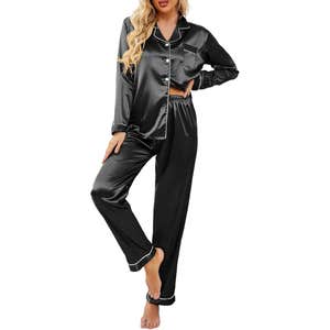 amazon, Ekouaer Classic Button Down Long Satin Silk Pajama Set