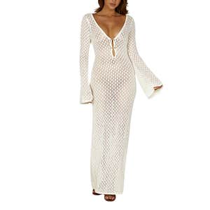 Kayleigh Crochet Fishtail Flare Sleeve Maxi Dress