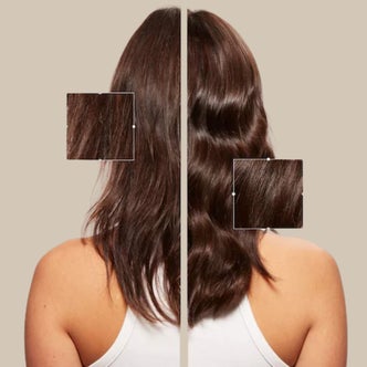 Sephora; the back of a woman's head showing close up views of hair against a neutral background