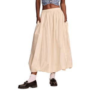 Lucky Brand Cotton Bubble-Hem Maxi Skirt