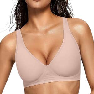 amazon, OEAK Jelly Wireless Deep V Comfy Push Up Tshirt Bra
