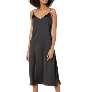 The Drop Ana Silky V-Neck Midi Slip Dress