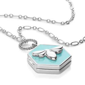 Theo Grace Bee Loved Photo Locket with Blue Enamel