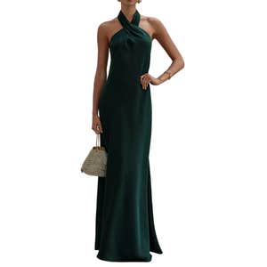 BHLDN Ruby Twist Halter Satin Gown