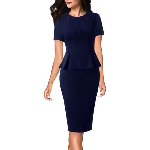 amazon, VFSHOW Pleated Peplum Work Dress