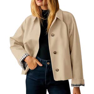 amazon, Tankaneo Cropped Lightweight Single Breasted Trench Coat