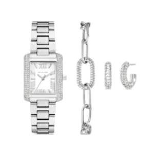 Michael Kors Petite Emery Silver-Tone Watch and Jewelry Gift Set