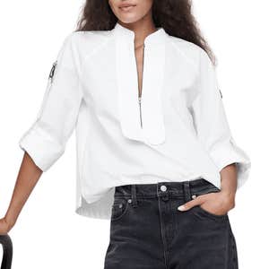 Banana Republic Cotton Poplin Zip Popover Top
