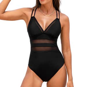 Cupshe Black Cutout Mesh One-Piece Swimsuit