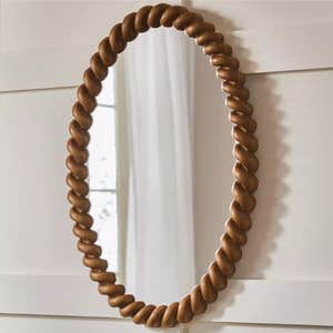 anthropologie, AnthroHome San Marco Braided Wood Finish Oval Wall Mirror