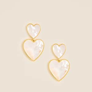 J.Crew Double Pearl Heart Drop Earrings